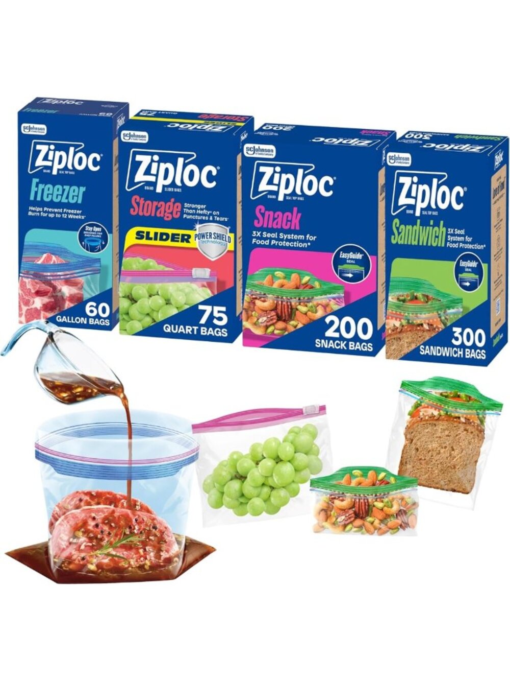 635 Count Food Storage & Sandwich Bags Variety Pack - Durable, BPA-Free